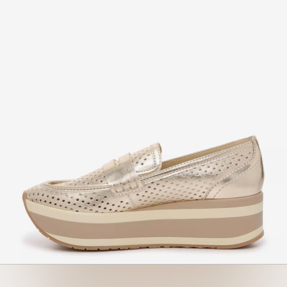 Dolce Vits Jani R Slip-On Gold Metallic Wedge HEEL 9 1/2 Womens Sandals